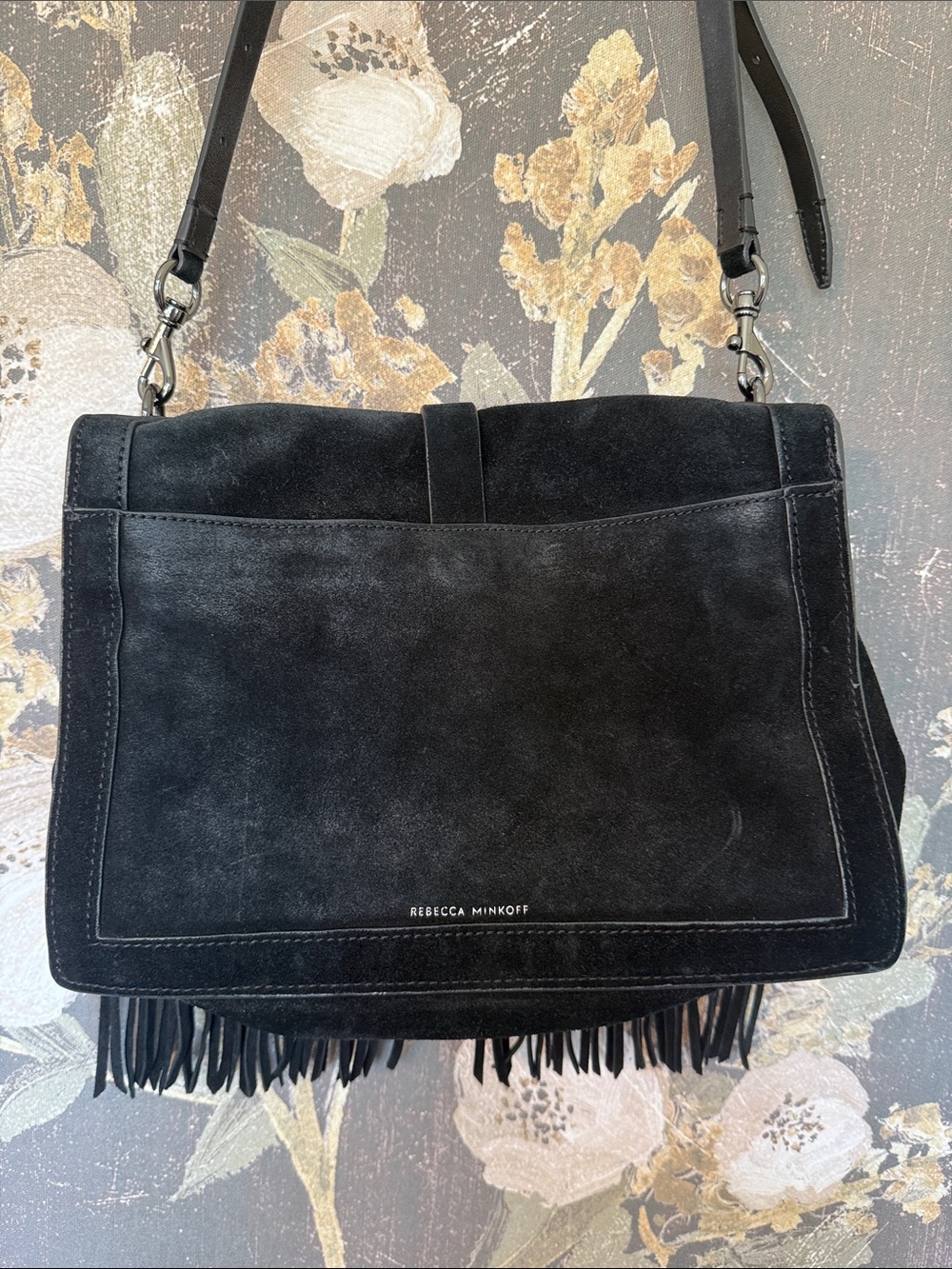 Rebecca Minkoff Black Suede Fringe Shoulder Bag Women - Picture 5 of 16